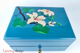 2-tier mini cabinet with hand-painted flower 22*30*H18cm